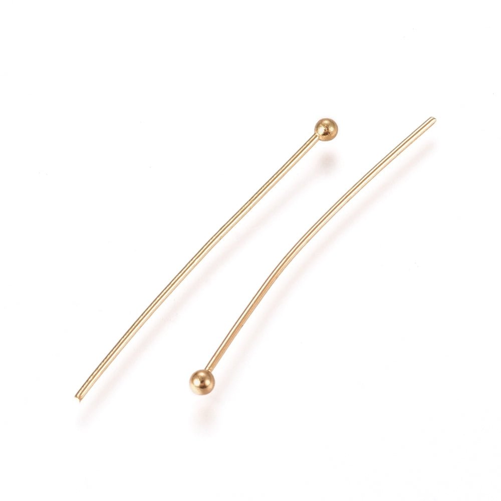 24K vergulde RVS Kettelstiften met bolletje 25 stuks - S.I. Originals