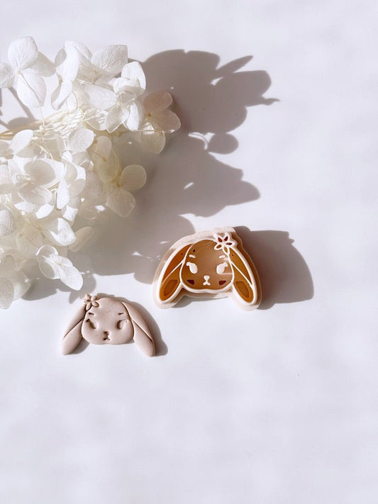 Cute bunny with floppy ears and flower cutter - digital STL file - S.I. Originals