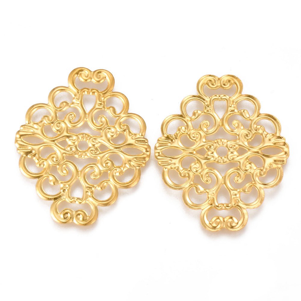 Filigree Ruit Connector – Goudkleurig - S.I. Originals