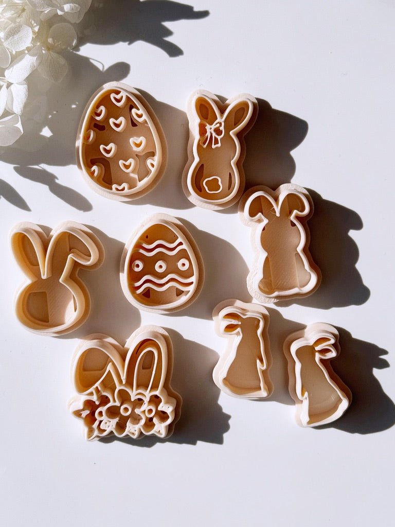 Lucky Cutter Set Paas Thema – 8 polymeerklei cutters met konijntjes & eieren - S.I. Originals