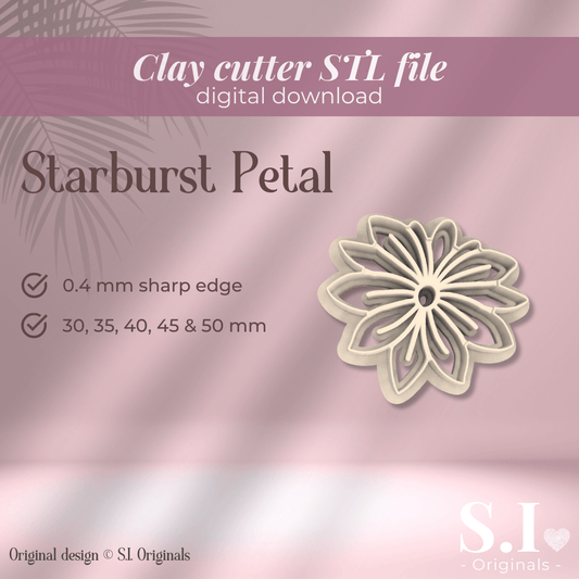 Starburst Petal cutter - digital STL file - S.I. Originals