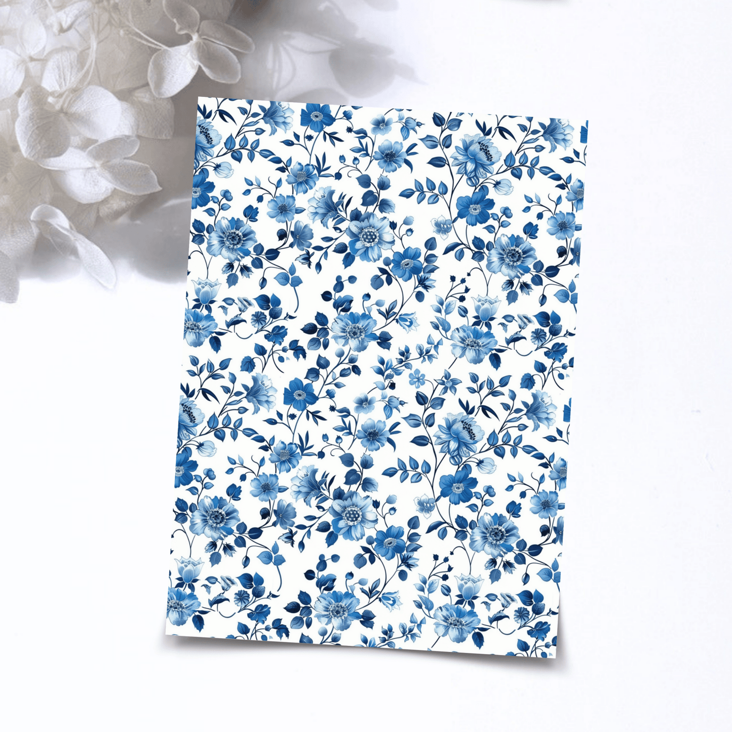 Transfer Paper - Blue Flowers | Voor Polymeer Klei - Water Transfer Paper - 06-003 - S.I. Originals