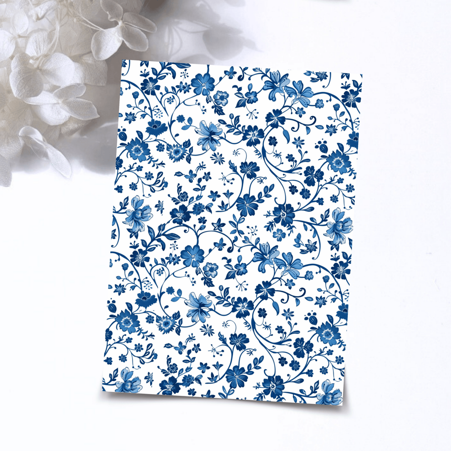Transfer Paper - Blue Flowers | Voor Polymeer Klei - Water Transfer Paper - 06-004 - S.I. Originals