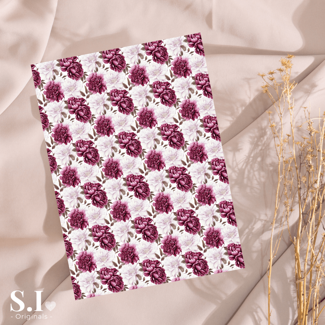 Transfer Paper – Burgundy Love | Voor Polymeer Klei - Water Transfer Paper - 0925 - 009 - S.I. Originals