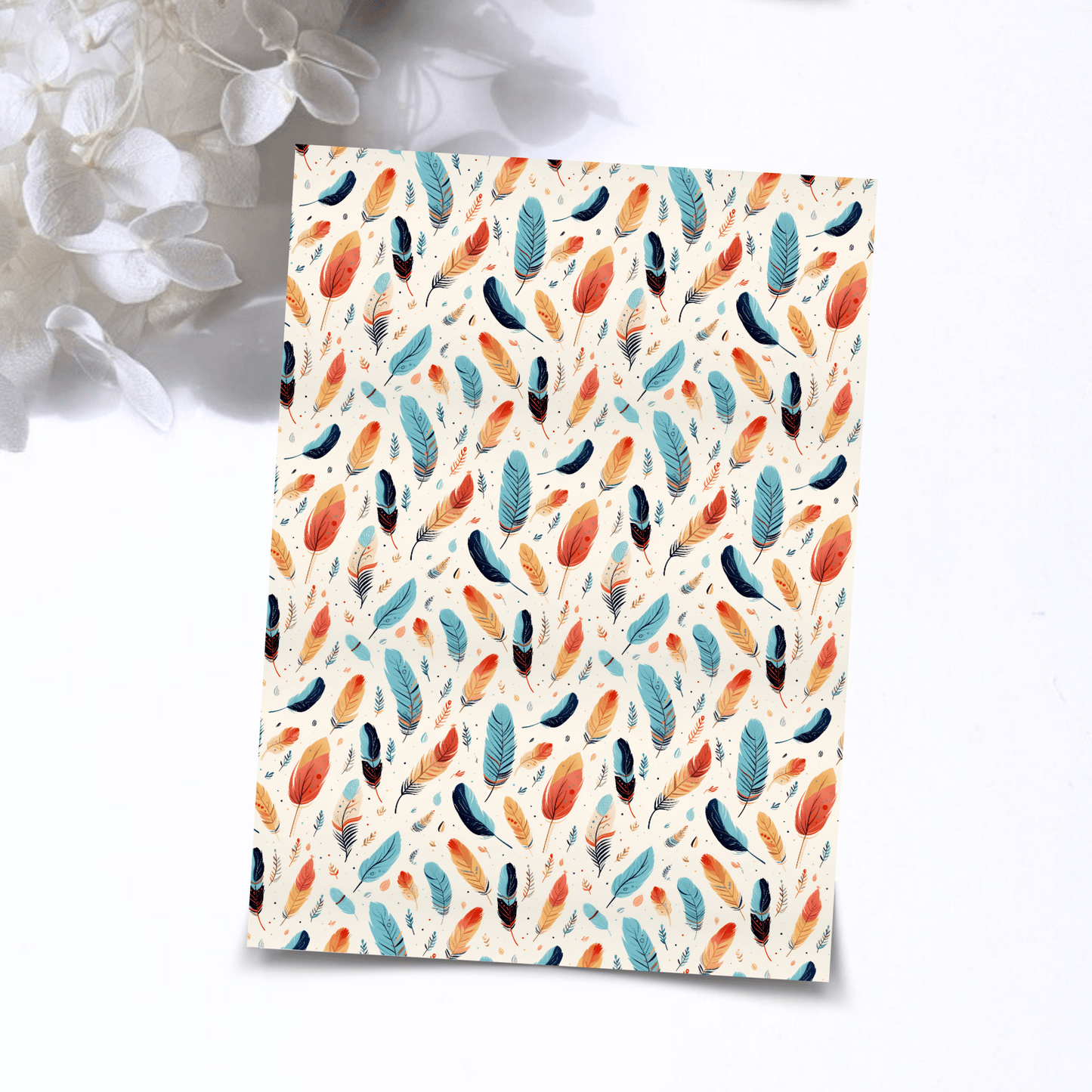 Transfer Paper – Colorful Feathers Floral | Voor Polymeer Klei - Water Transfer Paper - 301 - S.I. Originals