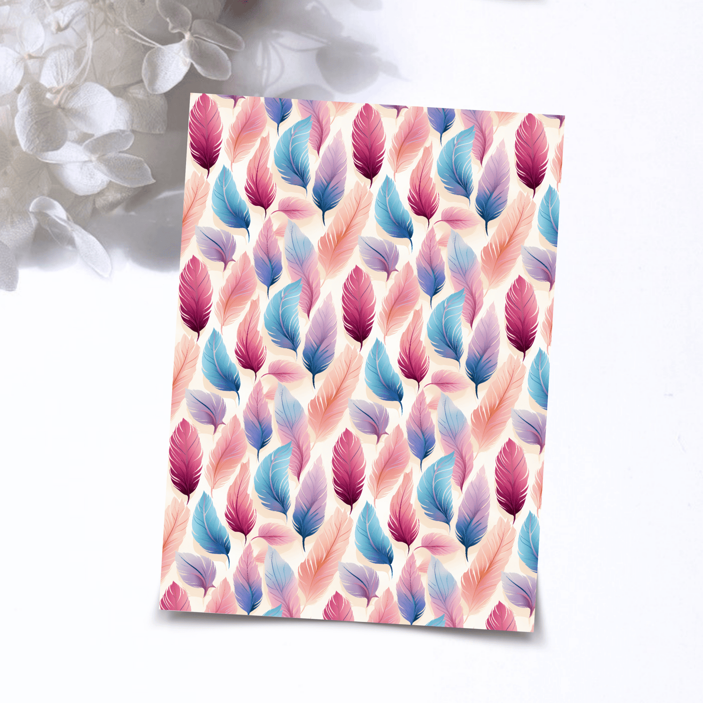 Transfer Paper – Colorful Feathers Floral | Voor Polymeer Klei - Water Transfer Paper - 303 - S.I. Originals
