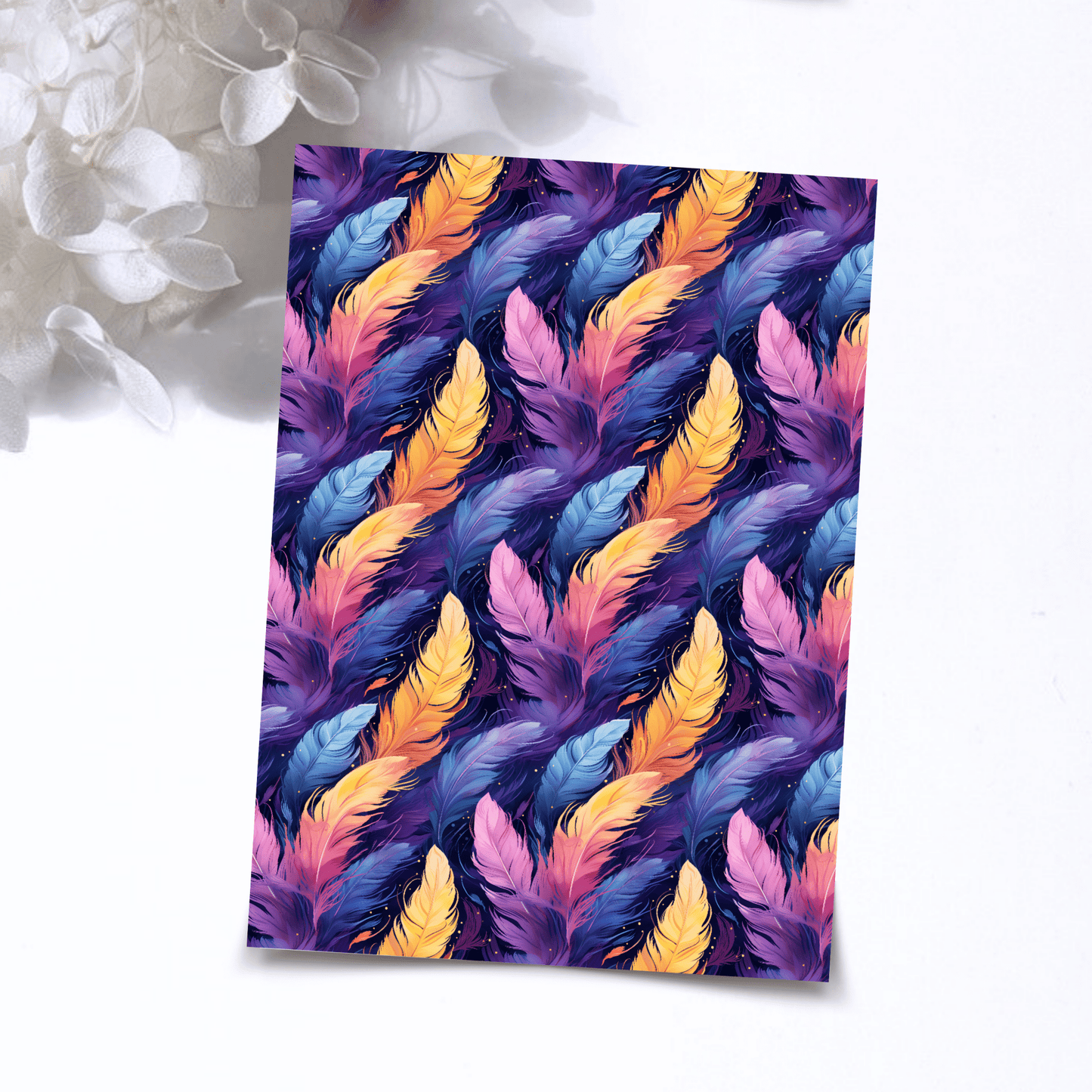 Transfer Paper – Colorful Feathers Floral | Voor Polymeer Klei - Water Transfer Paper - 304 - S.I. Originals