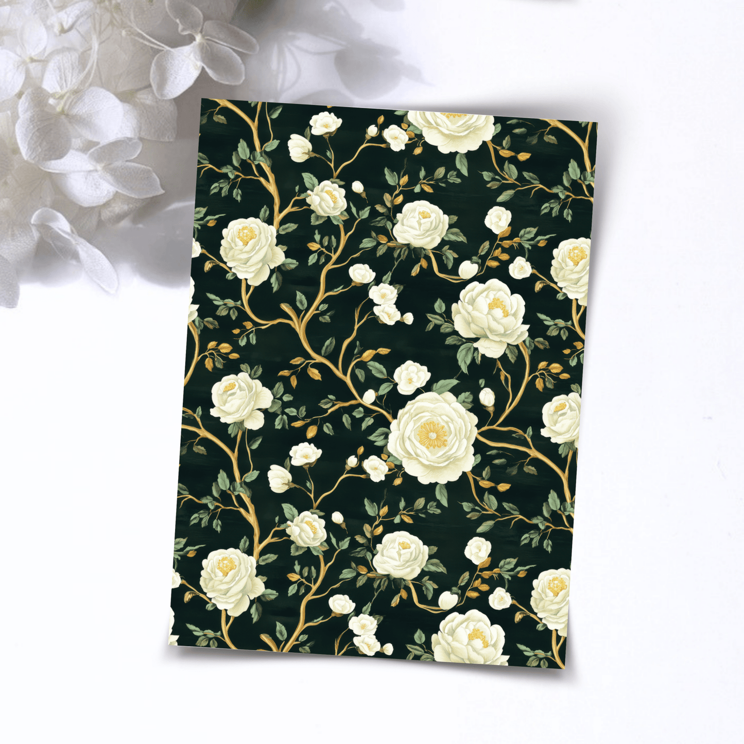 Transfer Paper – Green Florals Roses | Voor Polymeer Klei - Water Transfer Paper - 200 - S.I. Originals