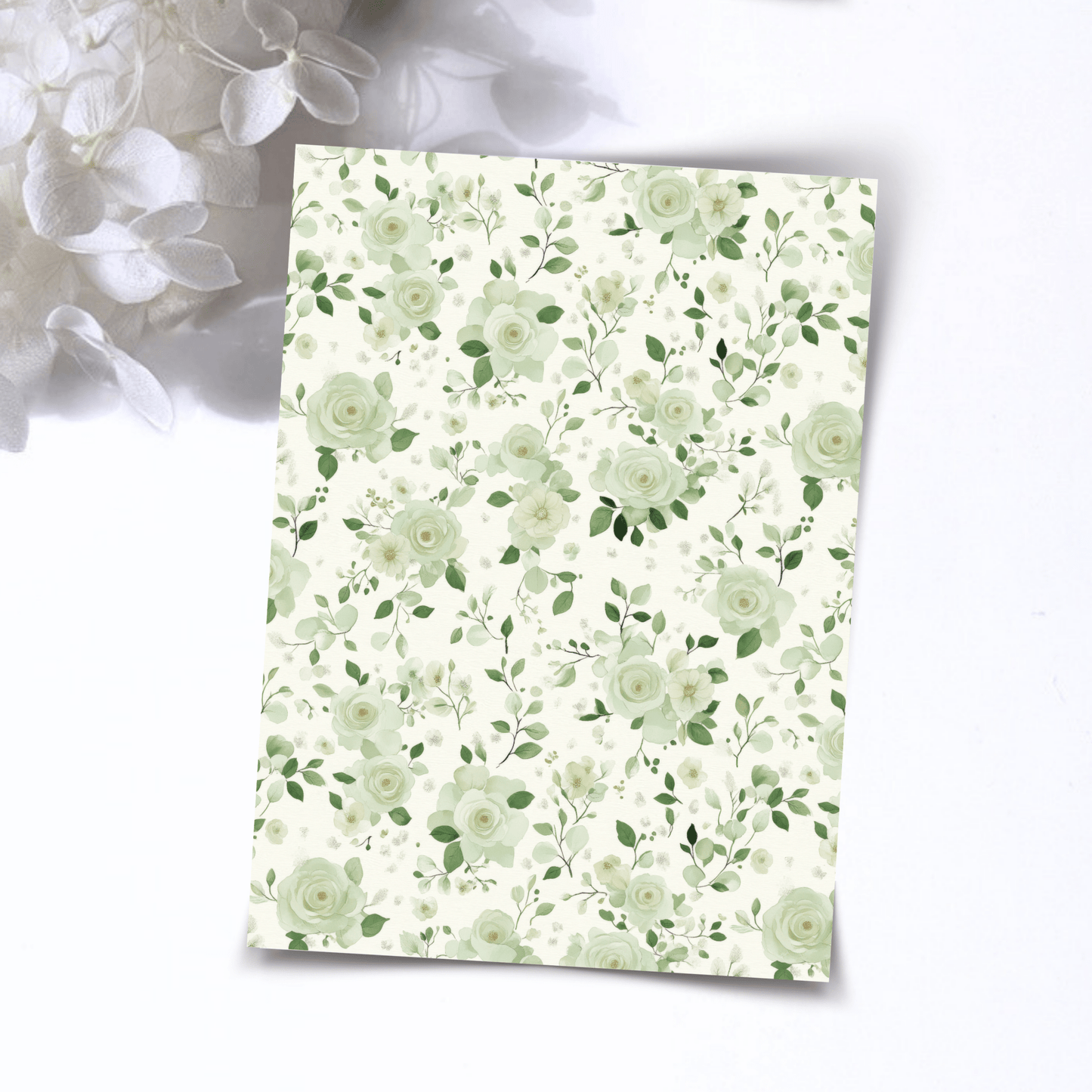 Transfer Paper – Green Florals | Voor Polymeer Klei - Water Transfer Paper - 196 - S.I. Originals