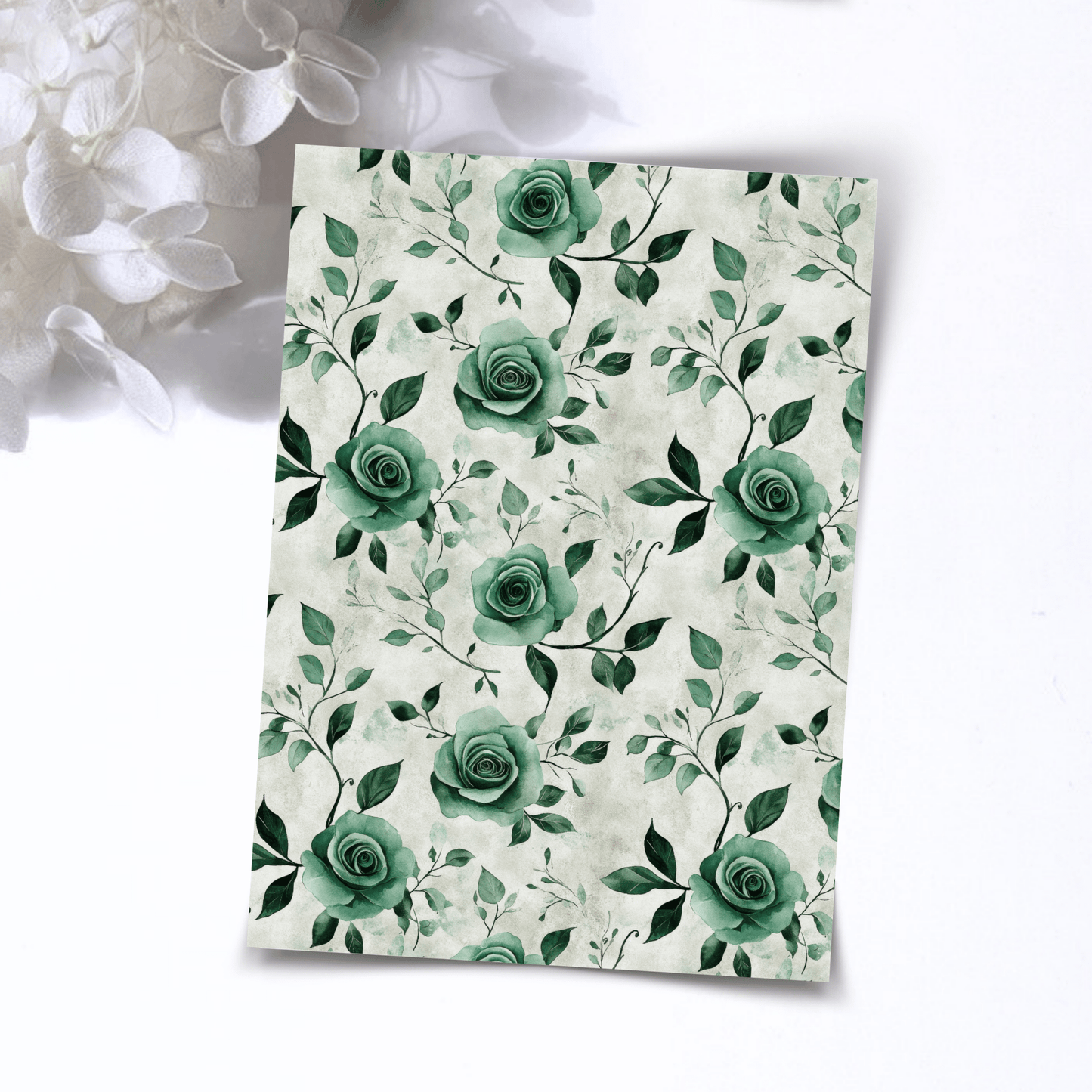 Transfer Paper – Green Florals | Voor Polymeer Klei - Water Transfer Paper - 202 - S.I. Originals