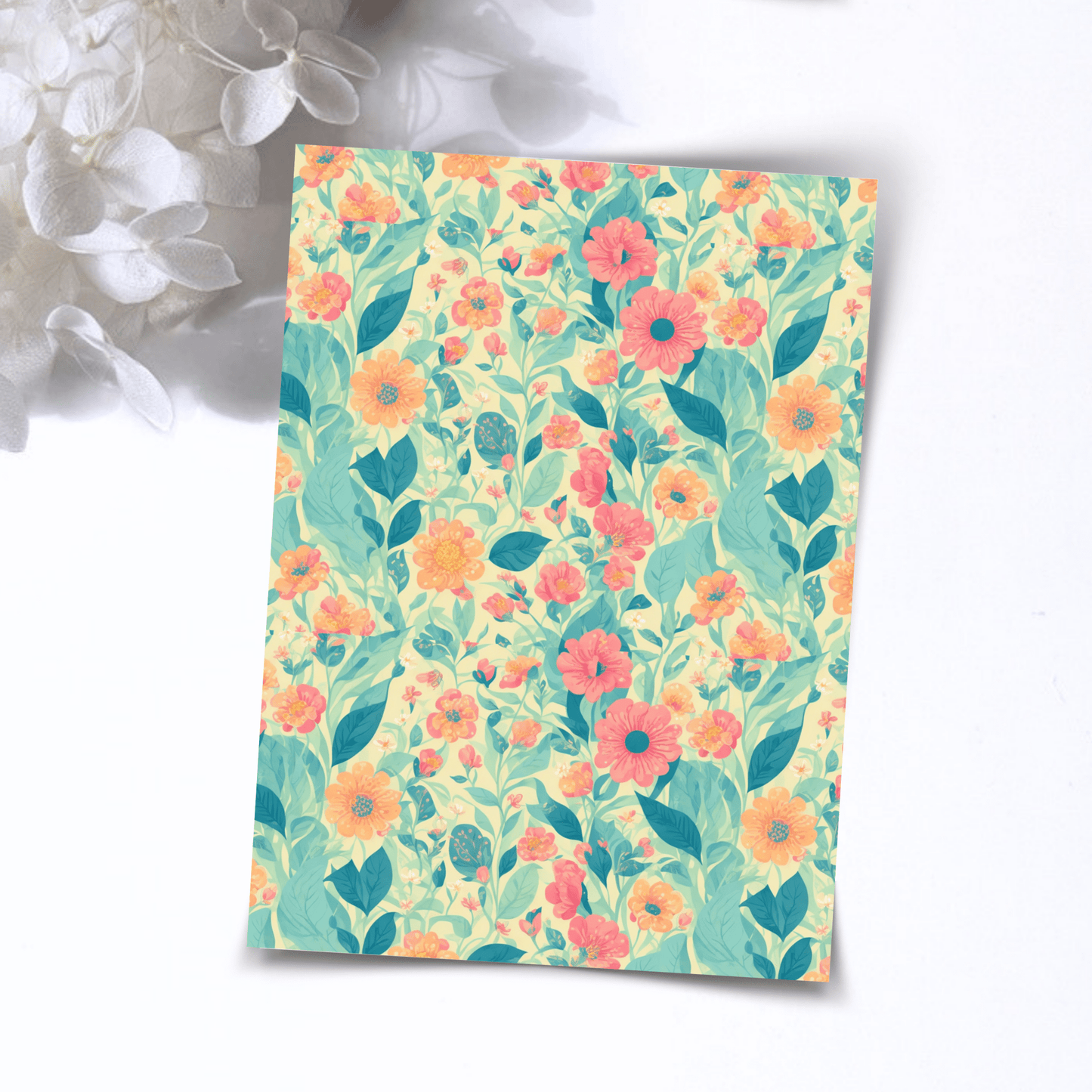 Transfer Paper – Green Watercolor Florals | Voor Polymeer Klei - Water Transfer Paper - 165 - S.I. Originals
