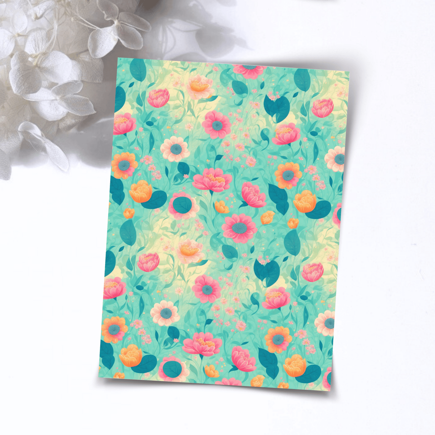 Transfer Paper – Green Watercolor Florals | Voor Polymeer Klei - Water Transfer Paper - 167 - S.I. Originals