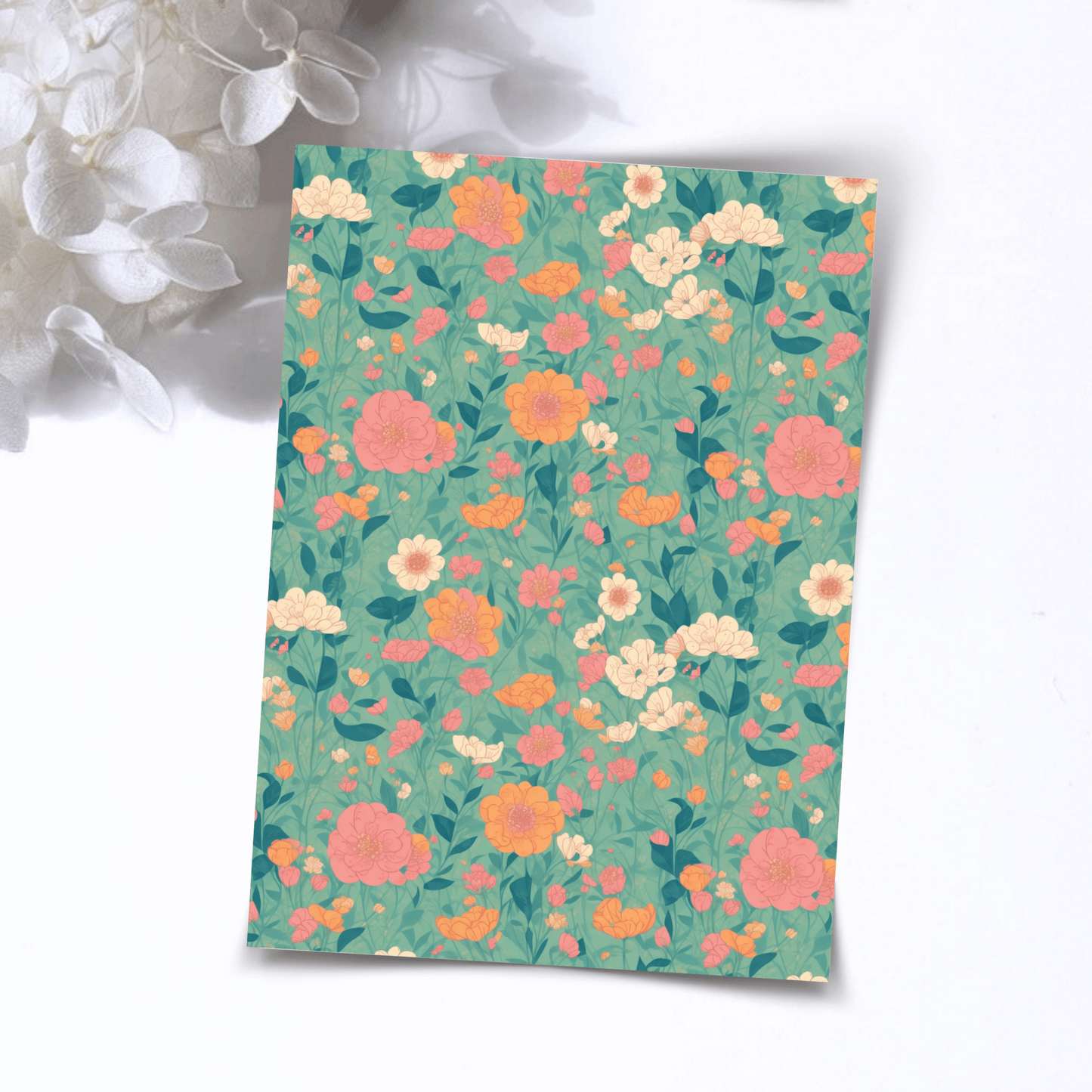 Transfer Paper – Green Watercolor Florals | Voor Polymeer Klei - Water Transfer Paper - 170 - S.I. Originals