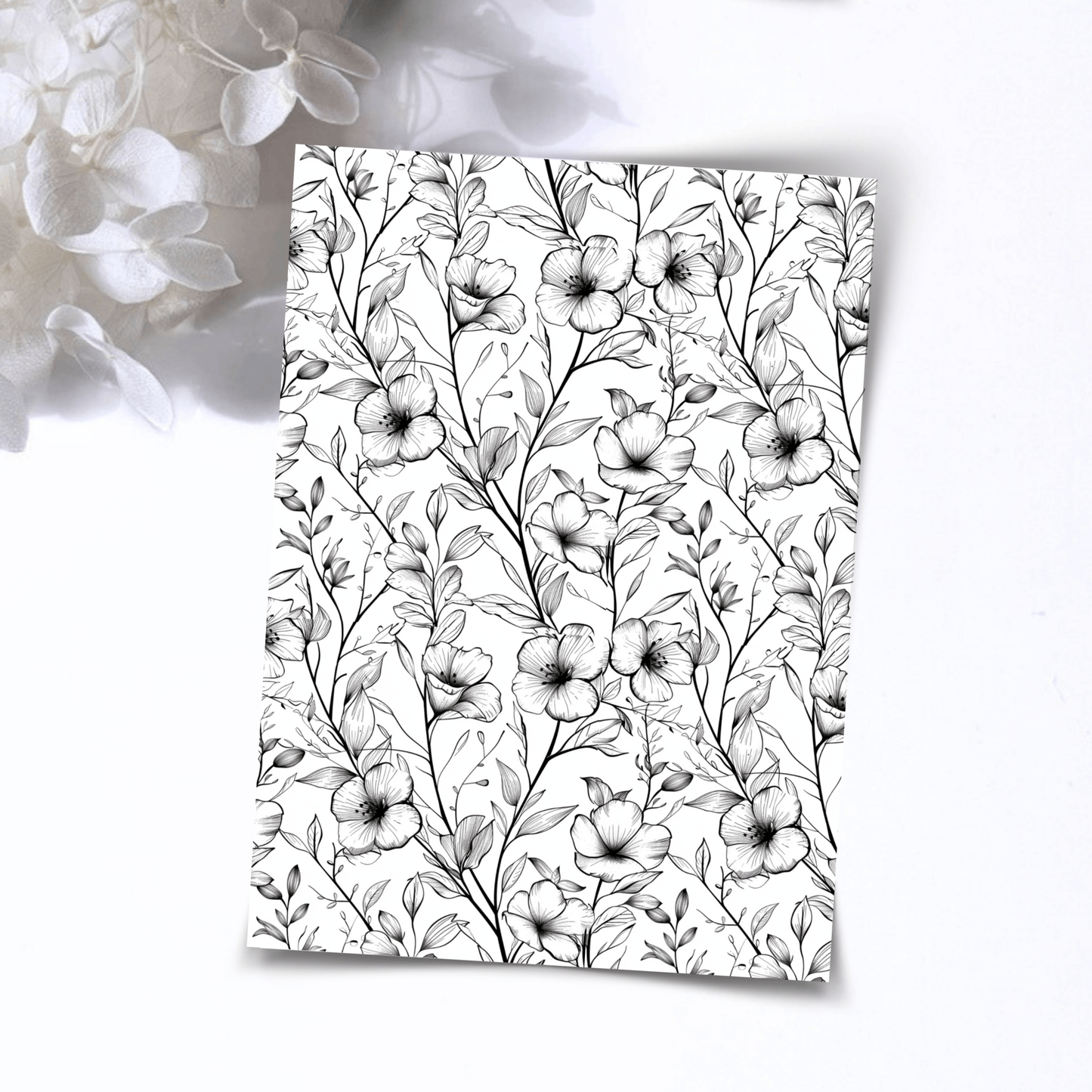 Transfer Paper – Monochrome Floral | Voor Polymeer Klei - Water Transfer Paper - 179 - S.I. Originals