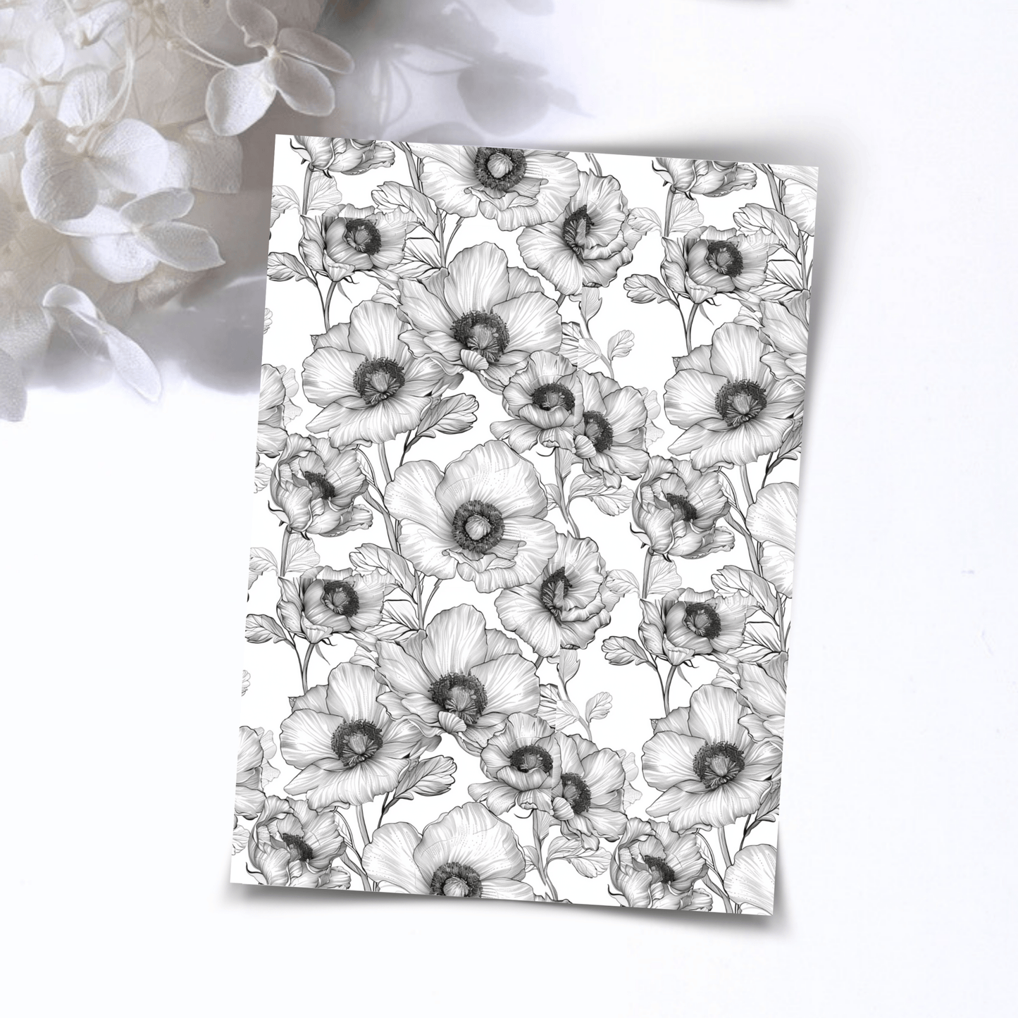 Transfer Paper – Monochrome Floral | Voor Polymeer Klei - Water Transfer Paper - 180 - S.I. Originals