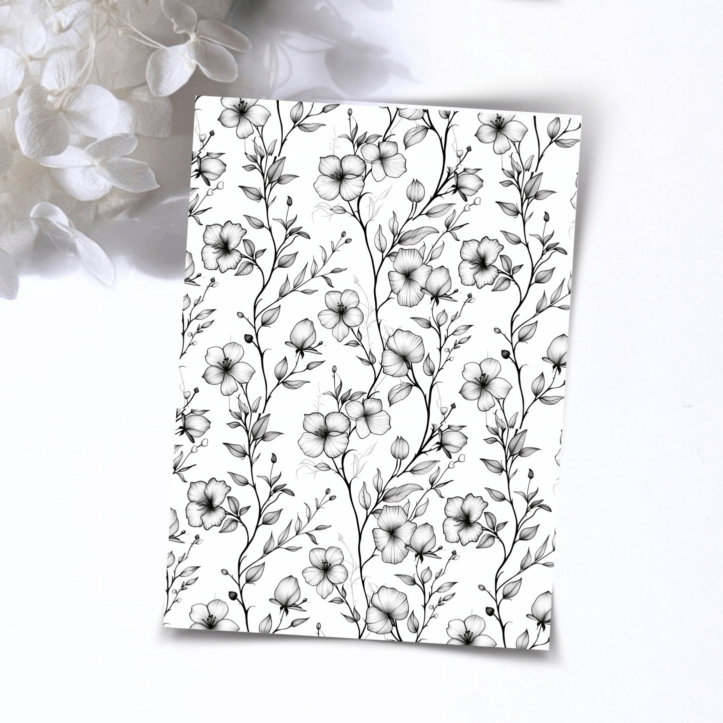 Transfer Paper – Monochrome Floral | Voor Polymeer Klei - Water Transfer Paper - 181 - S.I. Originals