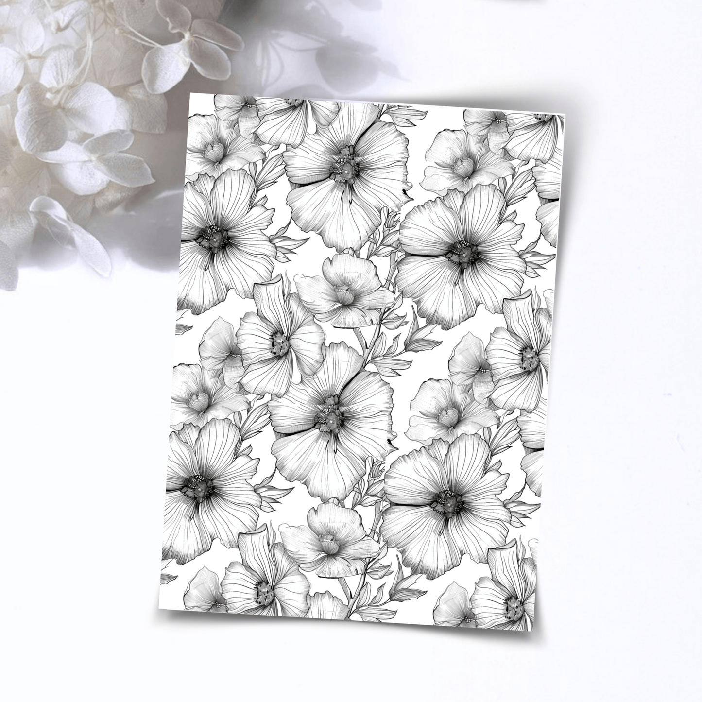 Transfer Paper – Monochrome Floral | Voor Polymeer Klei - Water Transfer Paper - 182 - S.I. Originals
