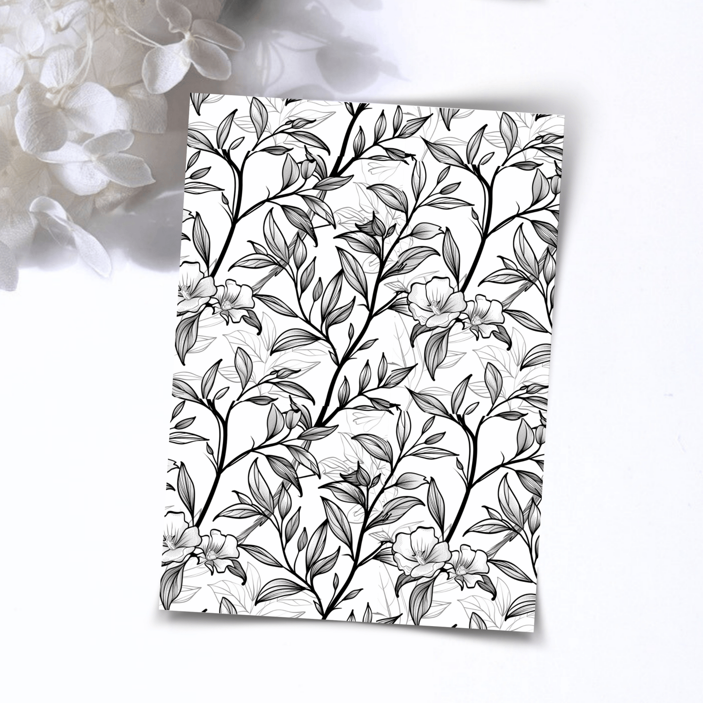 Transfer Paper – Monochrome Floral | Voor Polymeer Klei - Water Transfer Paper - 183 - S.I. Originals