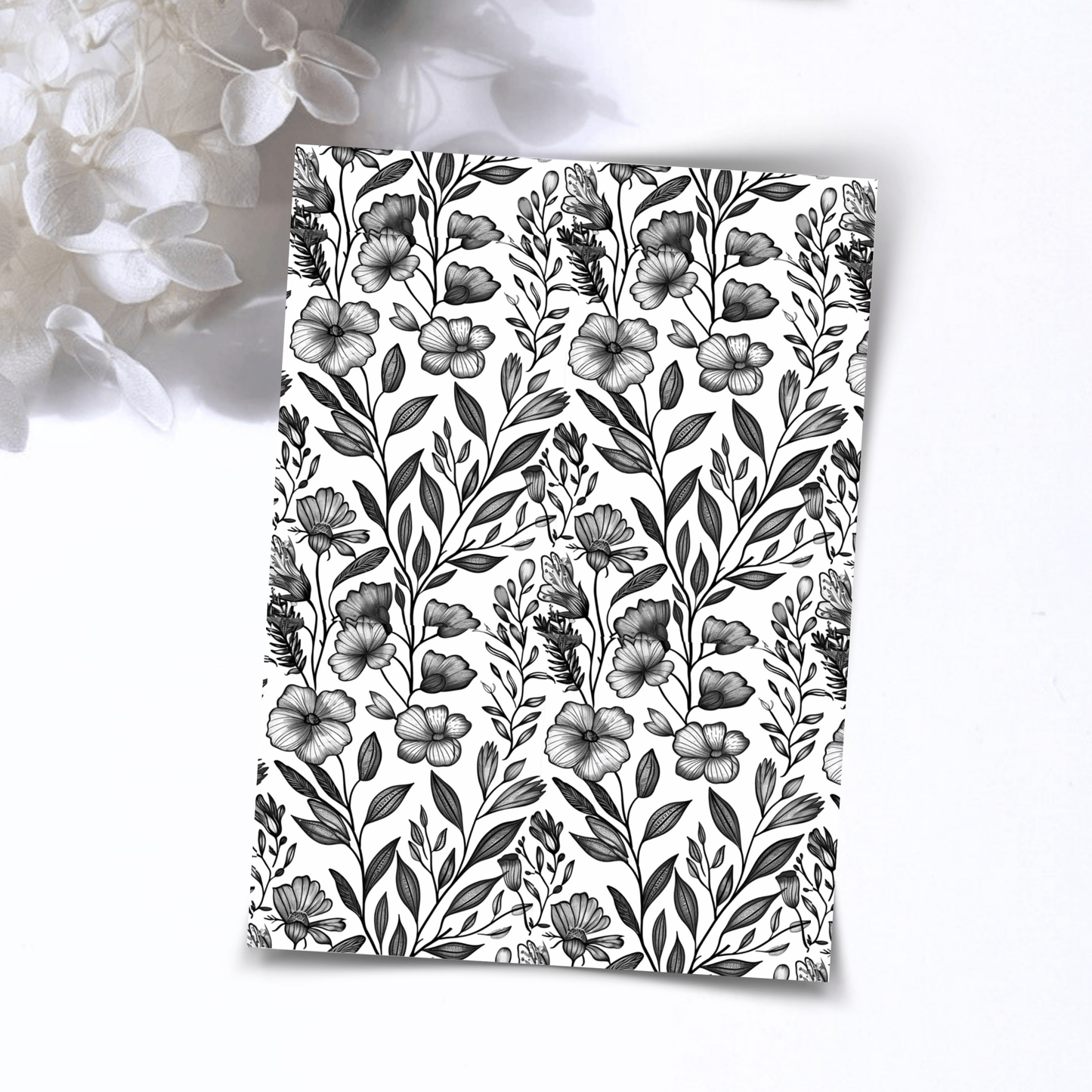 Transfer Paper – Monochrome Floral | Voor Polymeer Klei - Water Transfer Paper - 184 - S.I. Originals