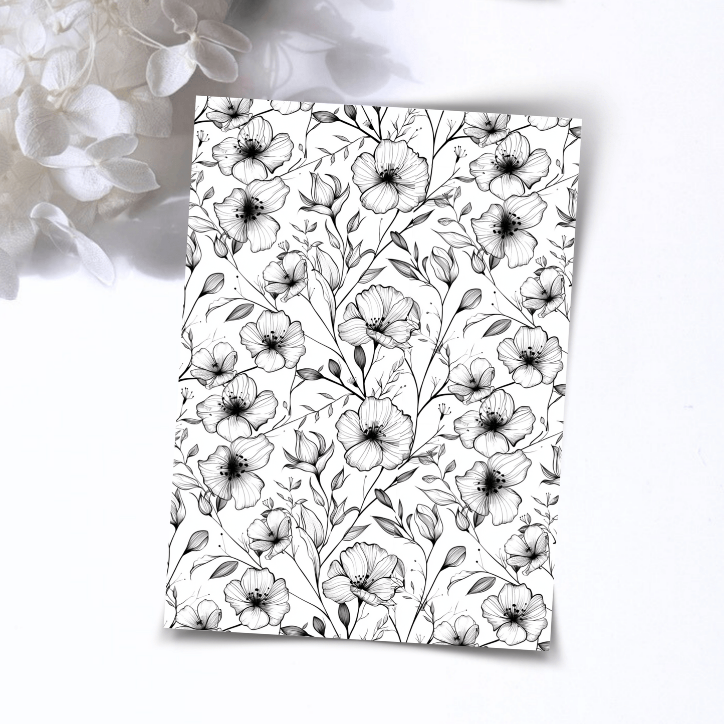 Transfer Paper – Monochrome Floral | Voor Polymeer Klei - Water Transfer Paper - 186 - S.I. Originals