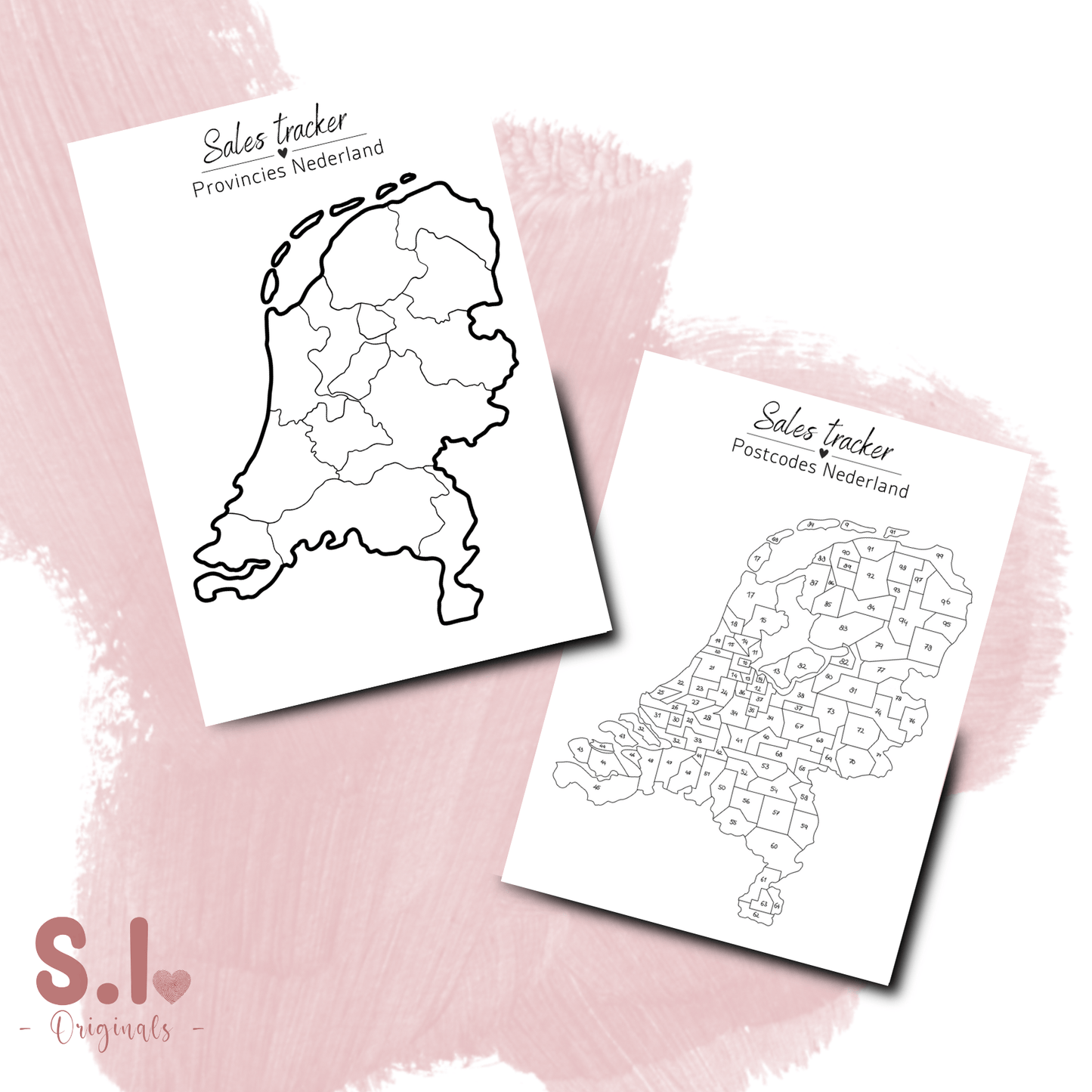 Verkoopkaart Nederland & Europa – Inkleur Kaarten voor Bestellingen | Postcode & Provincie Map voor Kleine Bedrijven - S.I. Originals