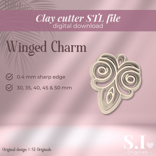 Winged Charm cutter - digital STL file - S.I. Originals