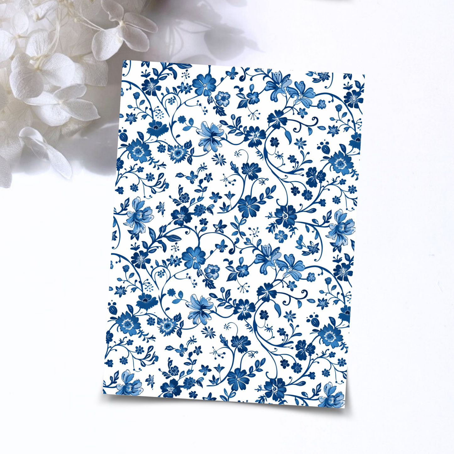 Transfer Paper - Blue Flowers | Voor Polymeer Klei - Water Transfer Paper - 06-004