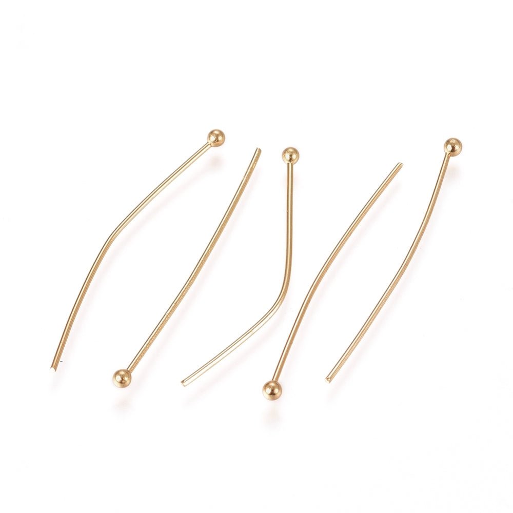 24K vergulde RVS Kettelstiften met bolletje 25 stuks - S.I. Originals