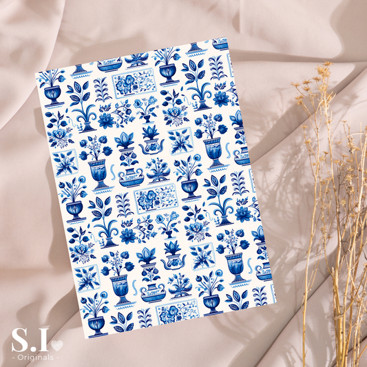 Transfer Paper – Delft Blue | Voor Polymeer Klei - Water Transfer Paper - 0925-029