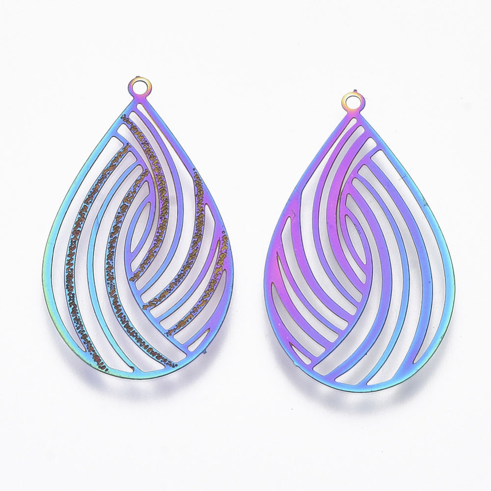 Rainbow Filigree Pendants in Ion Plated 304 Stainless Steel - per piece