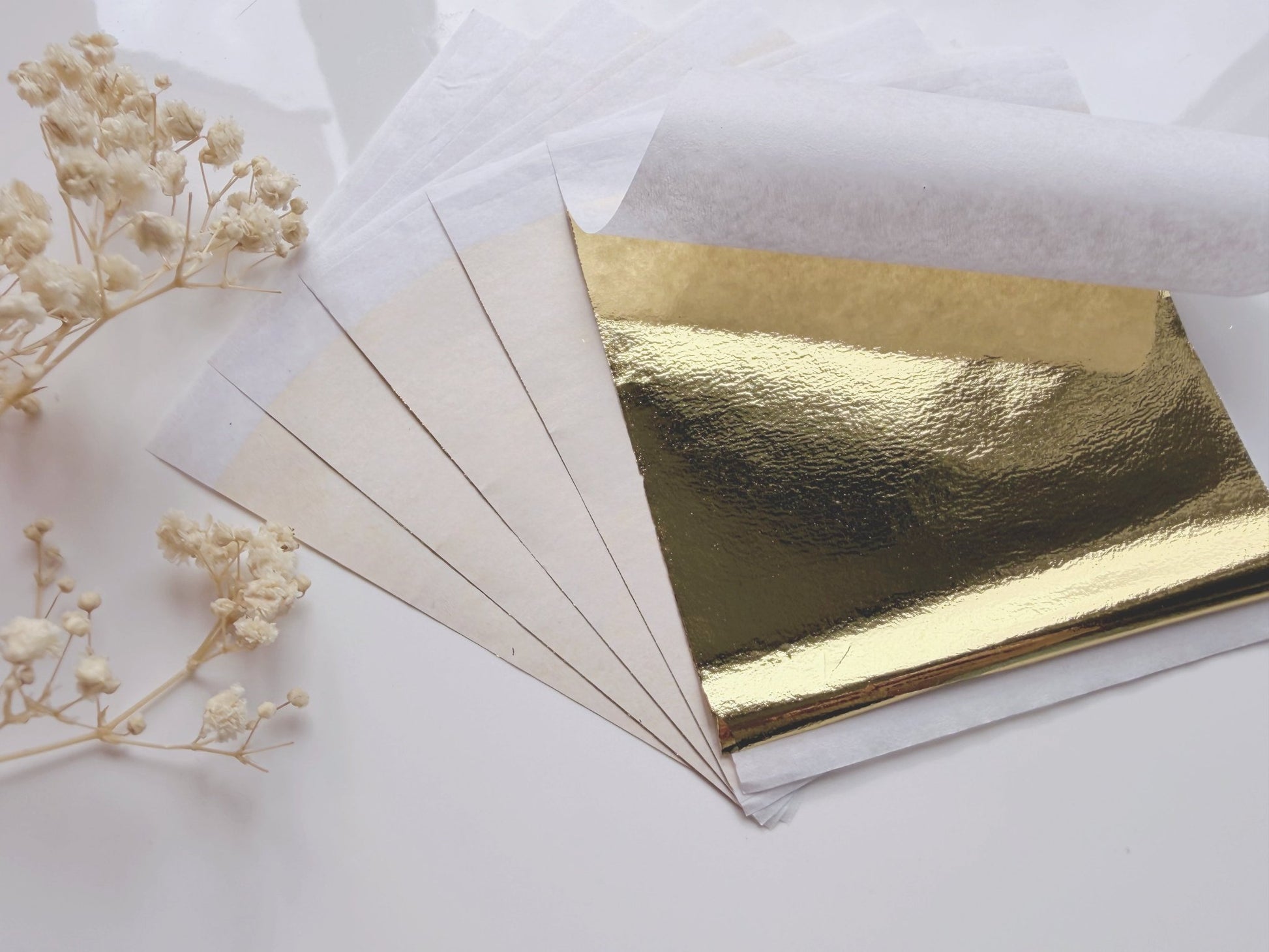 Bladgoud Blaadjes – Luxe Metaalfolie voor Creatieve Projecten (10 of 25 stuks, 8,5 x 8,5 cm) - S.I. Originals