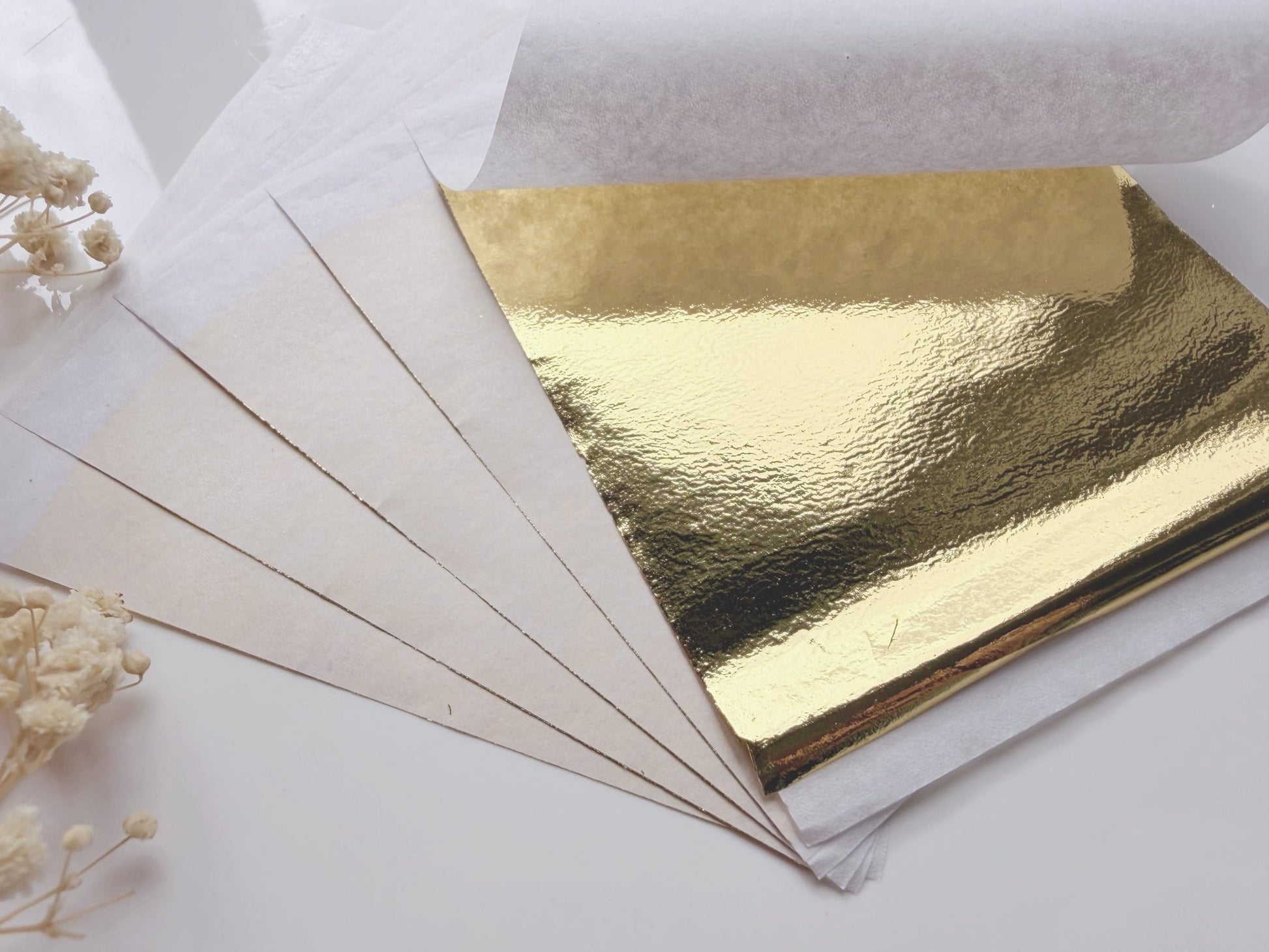 Bladgoud Blaadjes – Luxe Metaalfolie voor Creatieve Projecten (10 of 25 stuks, 8,5 x 8,5 cm) - S.I. Originals