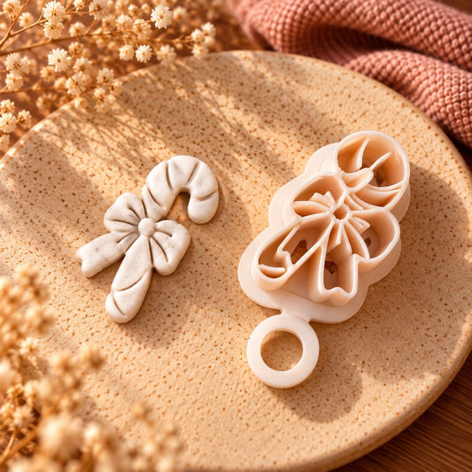 Candy Cane Bow | Polymer Clay Imprint Cutter - S.I. Originals