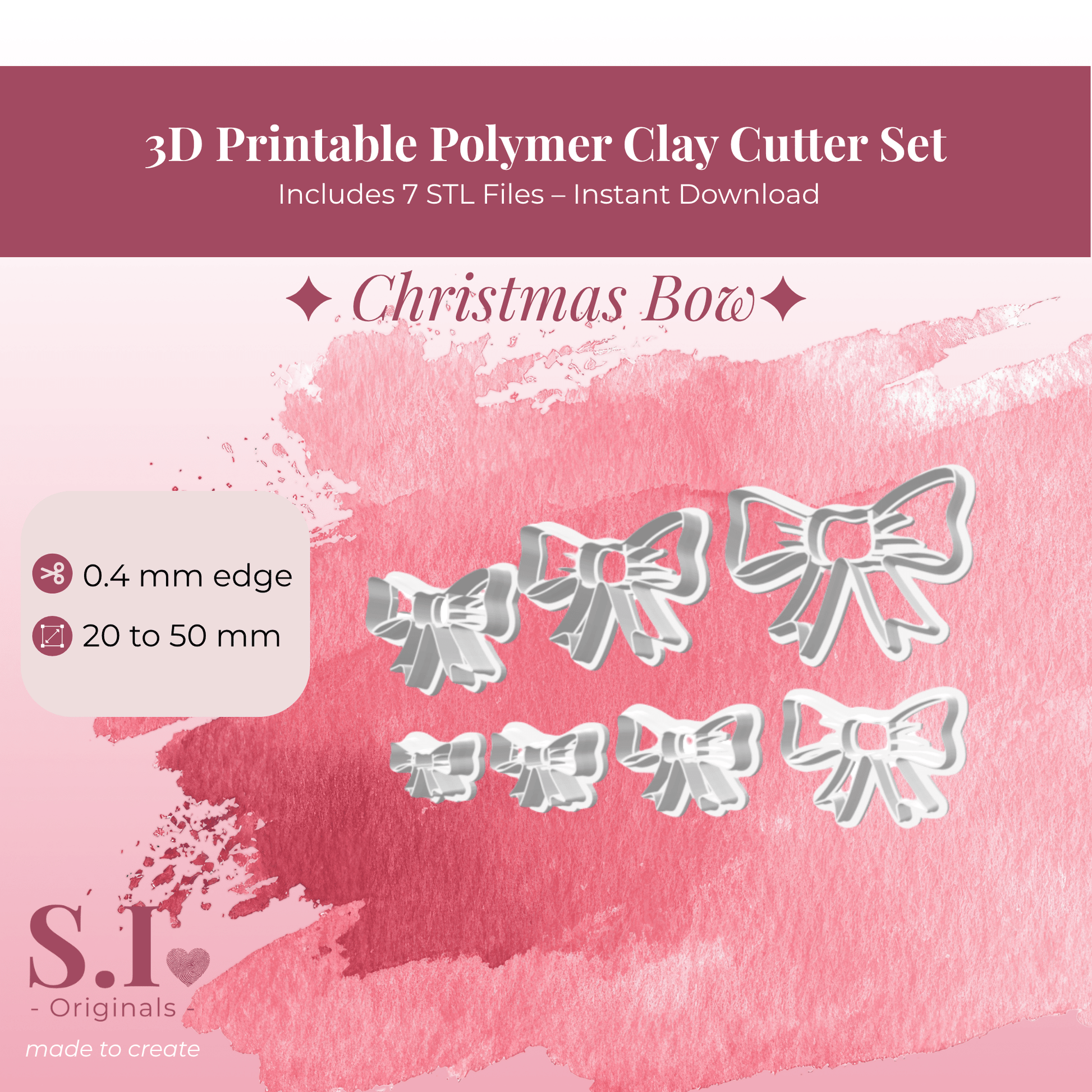 Christmas Bow cutter - digital STL file - S.I. Originals