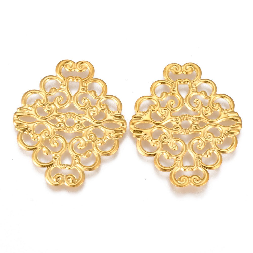 Filigree Ruit Connector – Goudkleurig - S.I. Originals