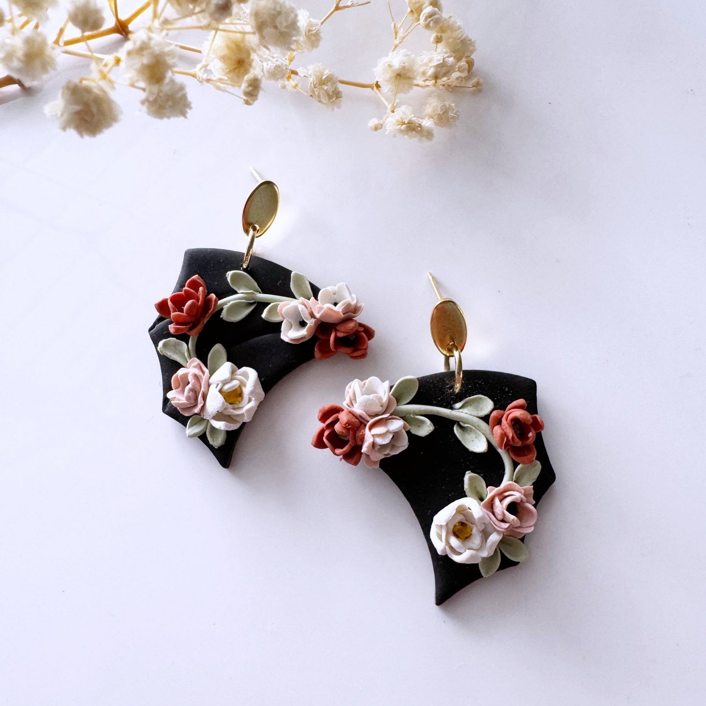 Halloween floral bat wings oorbellen - S.I. Originals