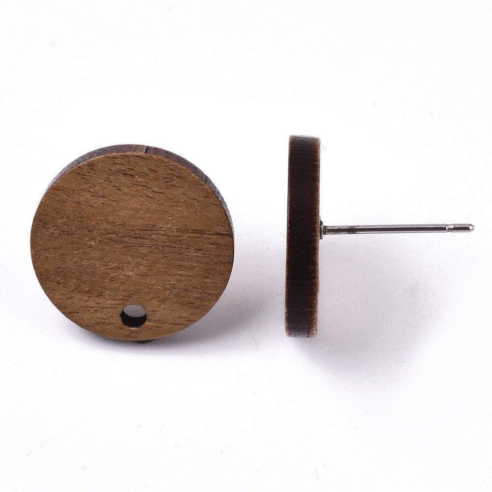 Oorstekers stud walnoot hout - rond 15 mm - per paar - S.I. Originals