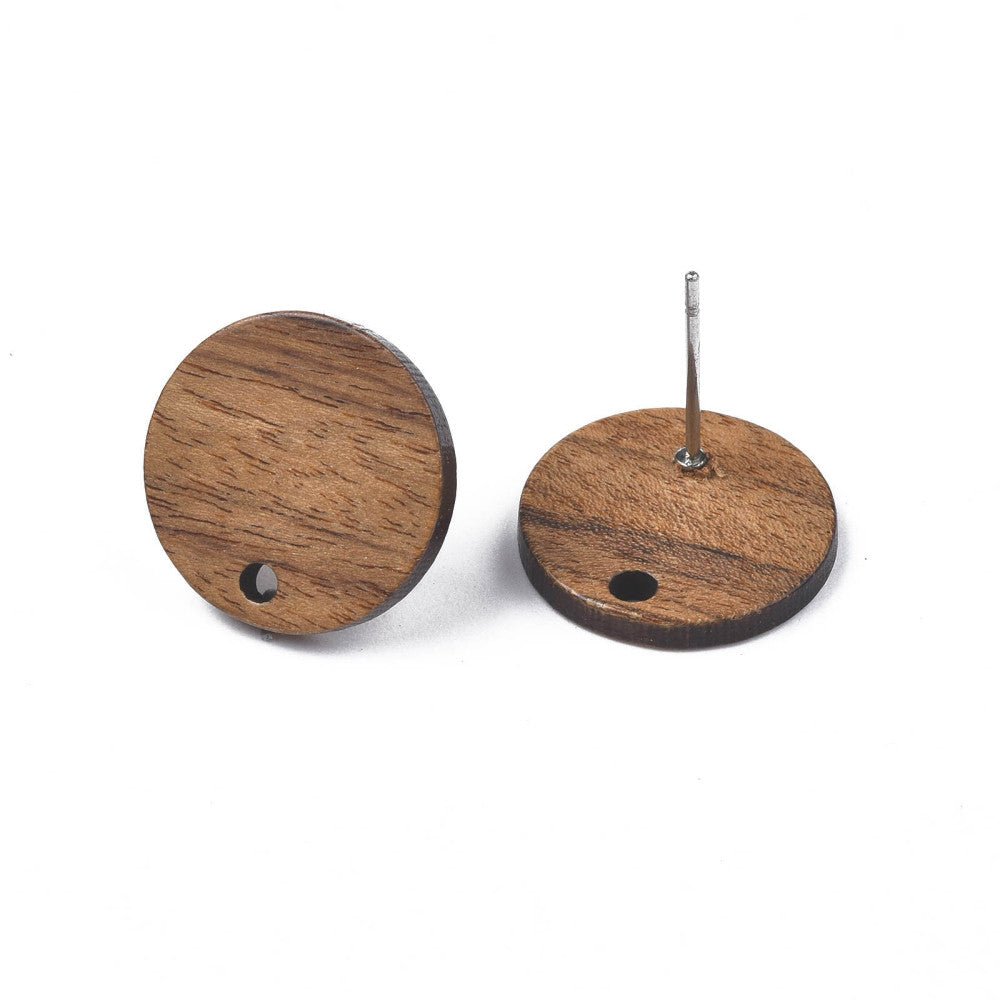 Oorstekers stud walnoot hout - rond 15 mm - per paar - S.I. Originals