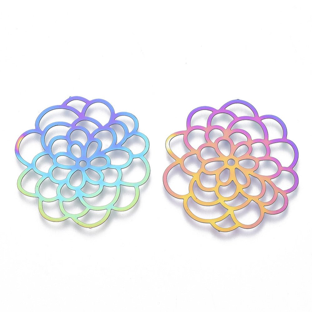 Regenboogkleurige Filigree Hangers van Ion Plated 304 Roestvrij Staal - per stuk - S.I. Originals