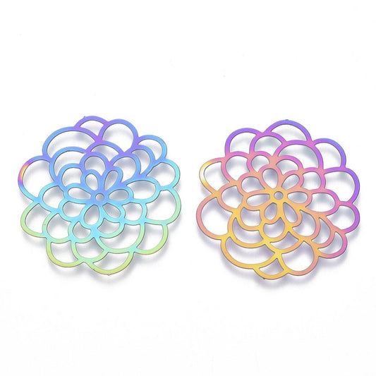 Regenboogkleurige Filigree Hangers van Ion Plated 304 Roestvrij Staal - per stuk - S.I. Originals