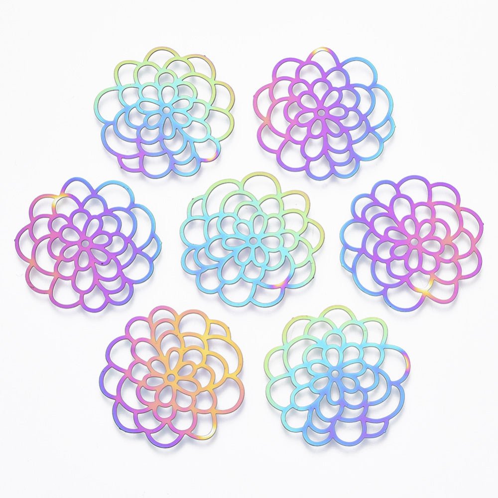 Regenboogkleurige Filigree Hangers van Ion Plated 304 Roestvrij Staal - per stuk - S.I. Originals