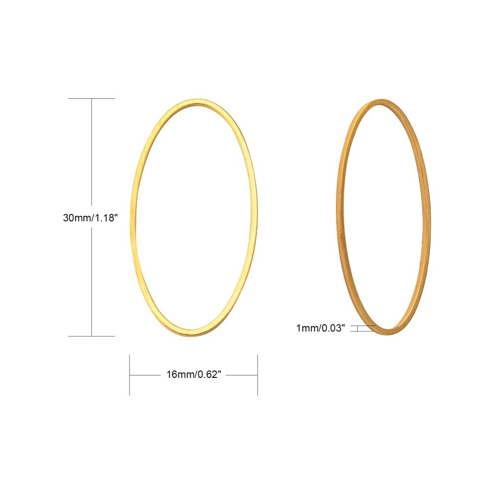 Ring ovaal messing goudkleurig - 30x16 mm - 2 stuks - S.I. Originals