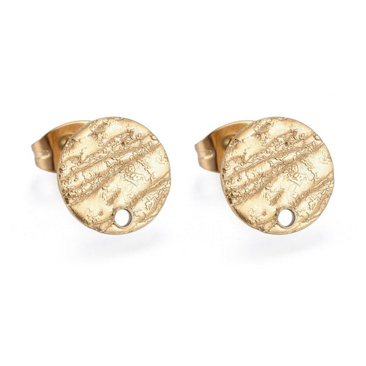 RVS Stud Oorbelbasis – Goudkleurig (10 mm) - S.I. Originals