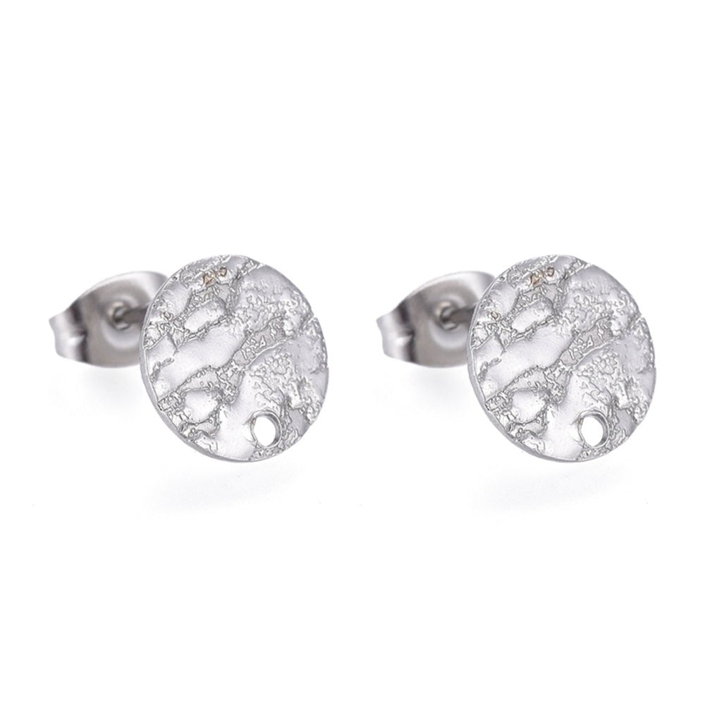 Textured RVS Stud Oorbelbasis – 10 mm - S.I. Originals