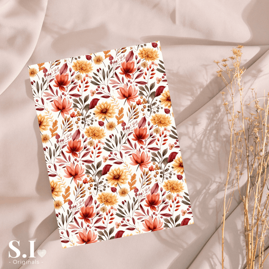 Transfer Paper - Autumn Floral | Voor Polymeer Klei - Water Transfer Paper - 0925 - 069 - S.I. Originals