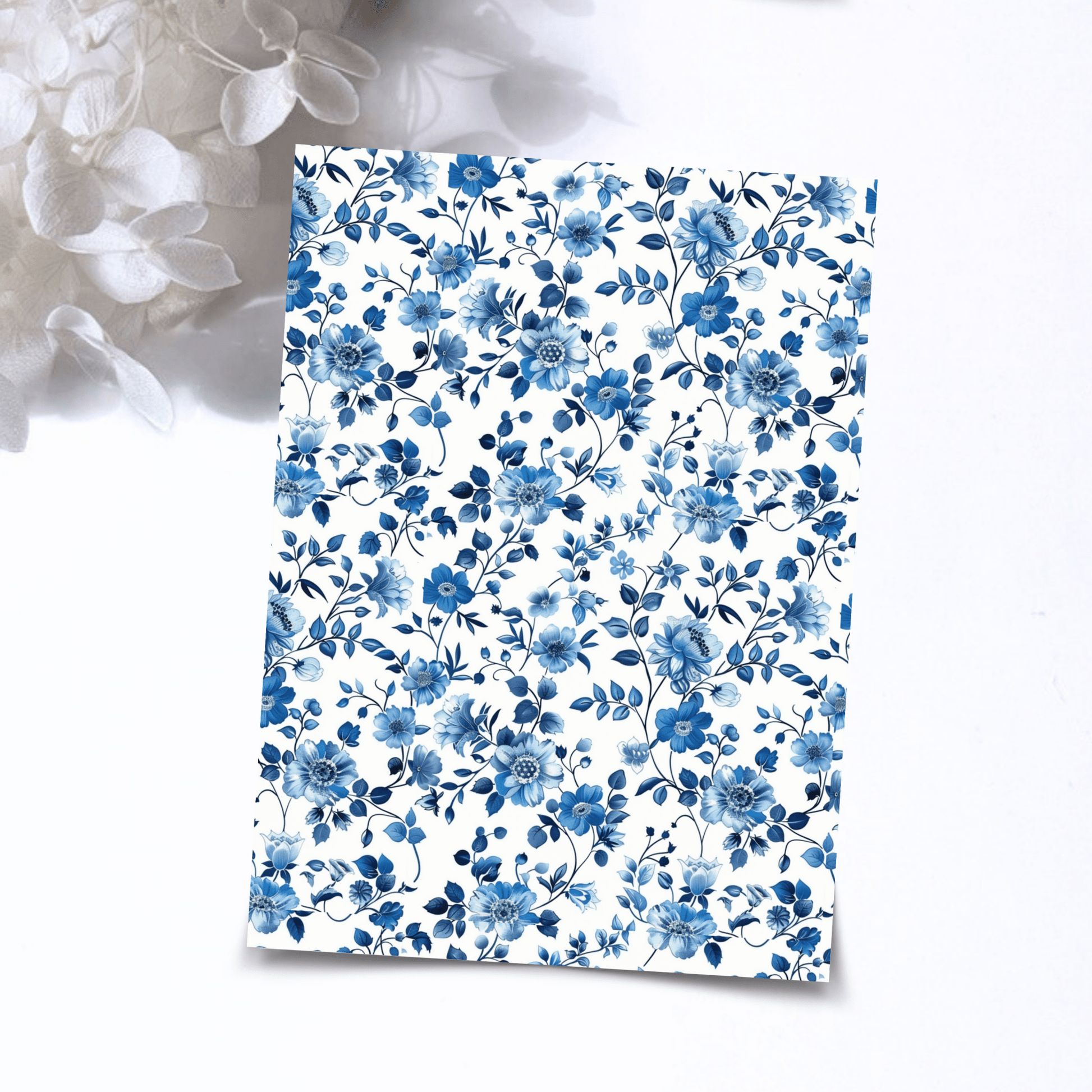 Transfer Paper - Blue Flowers | Voor Polymeer Klei - Water Transfer Paper - 06-003 - S.I. Originals