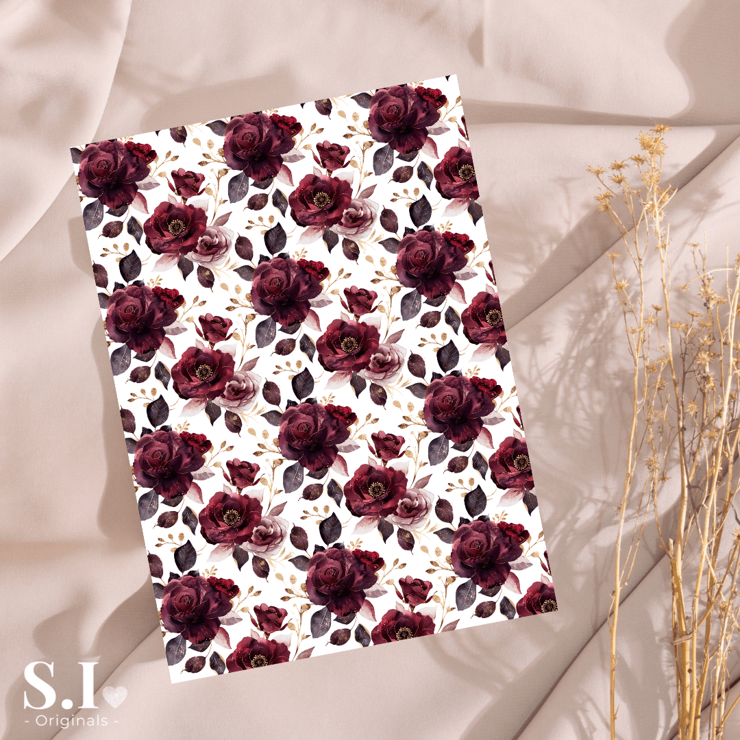 Transfer Paper – Burgundy Love | Voor Polymeer Klei - Water Transfer Paper - 0925 - 002 - S.I. Originals