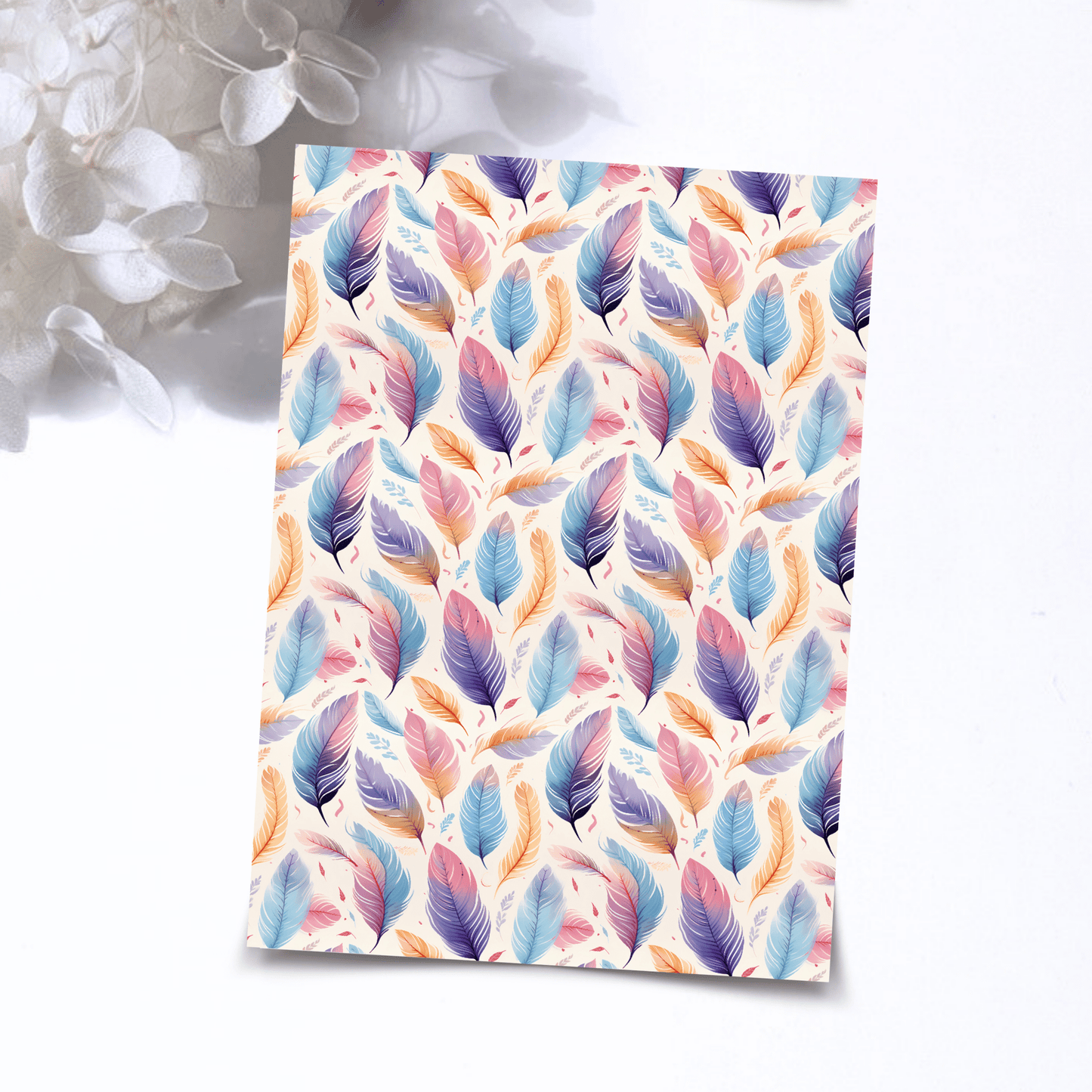 Transfer Paper – Colorful Feathers Floral | Voor Polymeer Klei - Water Transfer Paper - 302 - S.I. Originals