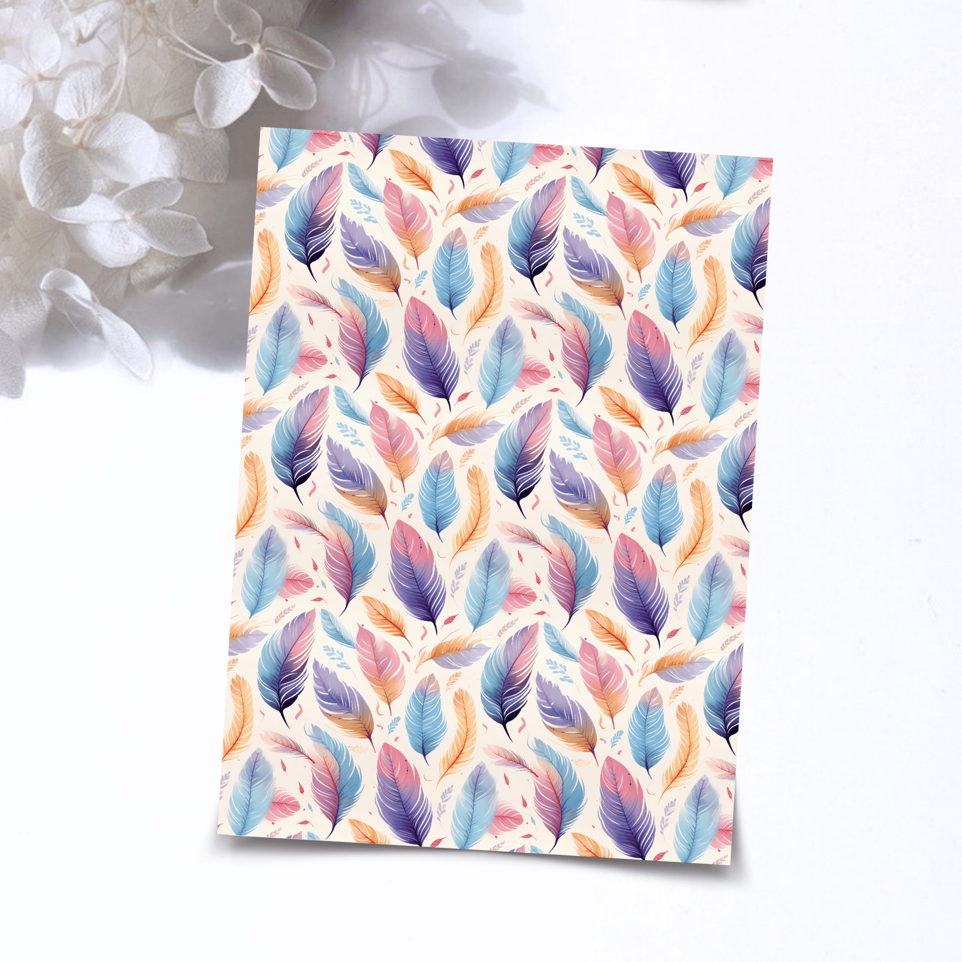 Transfer Paper – Colorful Feathers Floral | Voor Polymeer Klei - Water Transfer Paper - 302 - S.I. Originals
