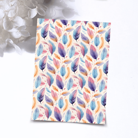 Transfer Paper – Colorful Feathers Floral | Voor Polymeer Klei - Water Transfer Paper - 302 - S.I. Originals